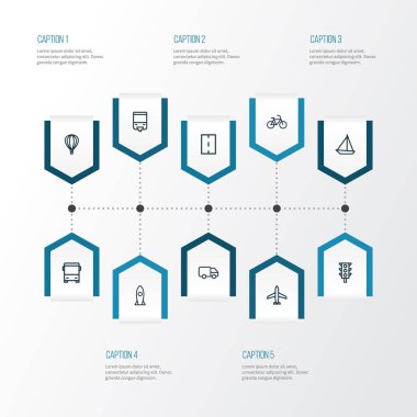 Ulaşım anahat simgelerini belirlemek. Trafik ışığı, yol, tramvay ve diğer öğeleri koleksiyonu. Ayrıca motor, uçak, tramvay gibi simgeler içerir.