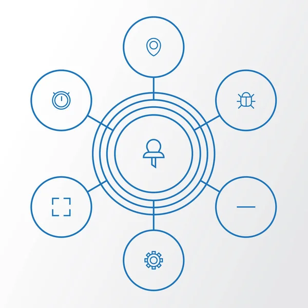 Kullanıcı anahat simgeleri ayarlayın. PIN, tam ekran, konum ve diğer öğeleri koleksiyonu. Ayrıca ekran, mil, metre gibi simgeler içerir.