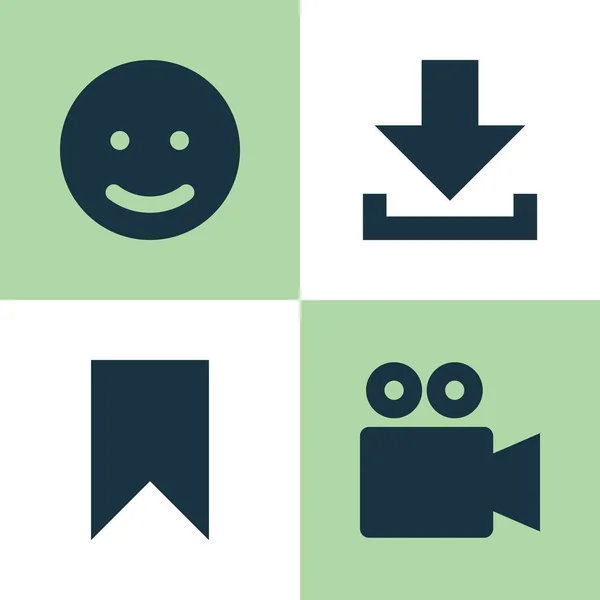 Internet Icons Set. Collezione di videocamera, sorriso, bandiera e altri elementi. Include anche simboli come videocamera, freccia, video . — Vettoriale Stock