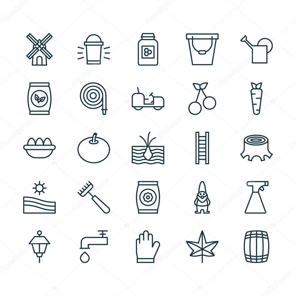 Farm Icons Set. Collection Of Agrimotor, Meadow, Cask And Other Elements. Also Includes Symbols Such As Egg, Packet, Tree.