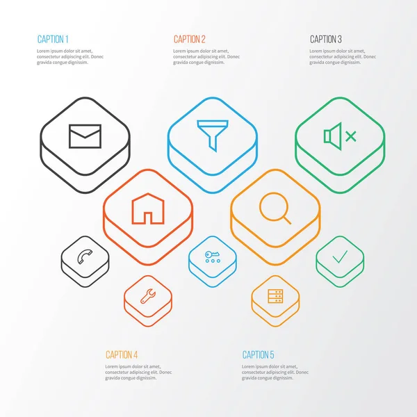 Kullanıcı anahat simgeleri ayarlayın. Sessiz, tamir, posta ve diğer öğeleri koleksiyonu. Ayrıca mesaj, anahtar, İngiliz anahtarı gibi simgeler içerir.