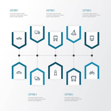 Ulaşım anahat simgelerini belirlemek. Kamyonet, otobüs, yelkenli gemi ve diğer öğeleri koleksiyonu. Ayrıca roket, kamyon, gemi gibi simgeler içerir.