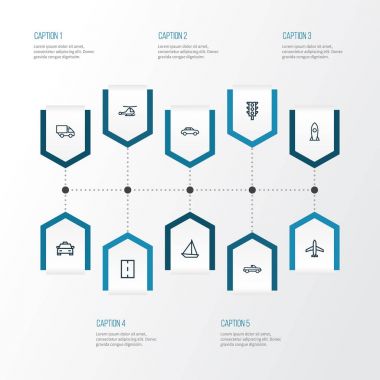 Taşıma anahat simgeler kümesi. Taksi, trafik ışığı, Camion ve diğer öğeleri koleksiyonu. Ayrıca otobüs, Driveway, kamyon gibi simgeler içerir.