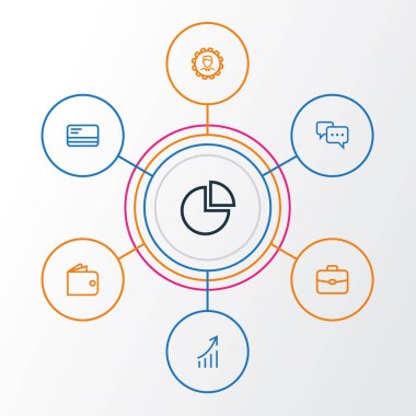 Ticaret anahat simgeler kümesi. Cüzdan, çanta, konuşma ve diğer öğeleri koleksiyonu. Ayrıca çanta, banka, Yöneticisi gibi simgeler içerir.