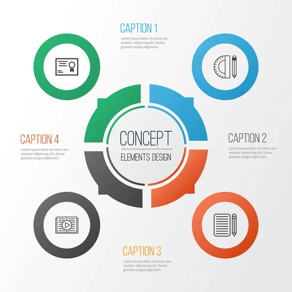 Okul Icons Set. Sertifika, eğitim araçları, ev iş ve diğer öğeleri koleksiyonu. Ayrıca Diploma, sertifika, araçları gibi simgeler içerir.