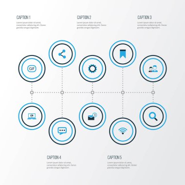 Medya renkli simgeler kümesi. Sosyal Web, arkadaşlar, animasyon ve diğer öğeleri koleksiyonu. Ayrıca GIF, kişi, yer imi gibi simgeler içerir.