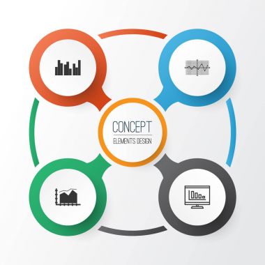 Grafikler, diyagramlar ve istatistik simgeleri kümesi. Kaliteli sembol koleksiyonu. Simgeler web, uygulama ve UI tasarımı için kullanılabilir.