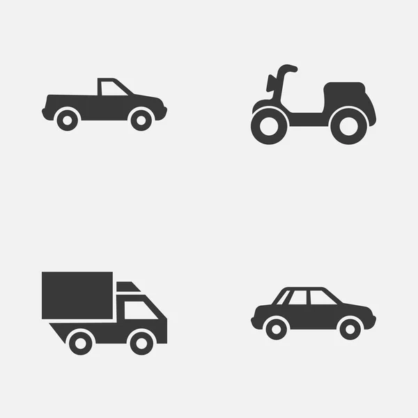 交通工具图标集。出一些雪球、 敞蓬车、 货车和其他元素的集合。此外包括敞蓬车、 皮卡、 面包车等符号. — 图库矢量图片