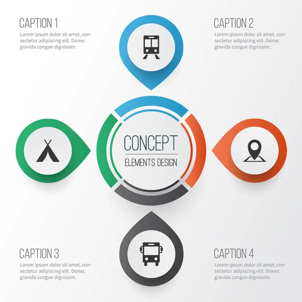 Yolculuk Icons Set. Taşıma, konumu, demiryolu taşıma ve diğer öğeleri koleksiyonu. Ayrıca Pin, tren, taşıma gibi simgeler içerir.