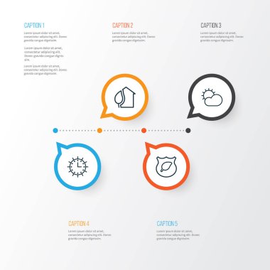 Eko Icons Set. Guard ağaç, açık iklim, ev ve diğer öğeleri koleksiyonu. Ayrıca ev, ekoloji, güneşli gibi simgeler içerir.