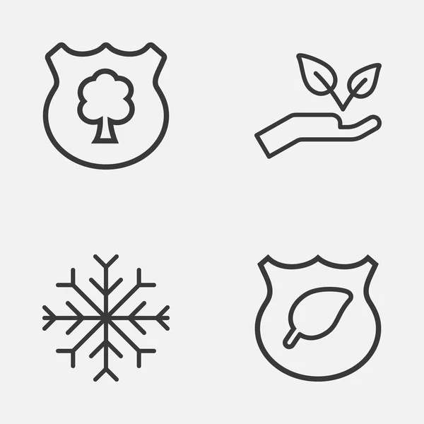 Eco-Friendly Icons Set. Collection Of Snow, Guard Tree, Timber And Other Elements. Also Includes Symbols Such As Leaf, Nature, Protect. — Stock Vector