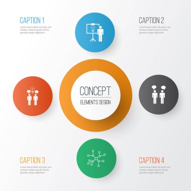 Yönetim Icons Set. Takım toplantısı, ortak çalışma, çözüm gösteri ve diğer öğeleri koleksiyonu. Ayrıca takım, çözüm, bağlantı gibi simgeler içerir.