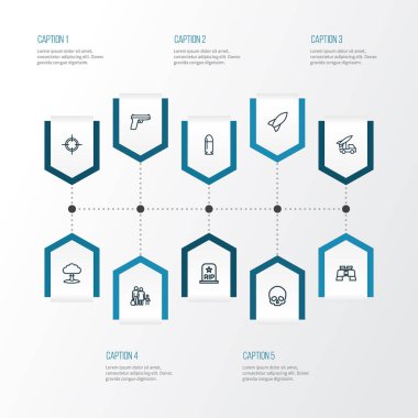 Anahat Icons Set mücadele. Kaçak, RIP, roket ve diğer öğeleri koleksiyonu. Ayrıca roket, Hit, bomba gibi simgeler içerir.