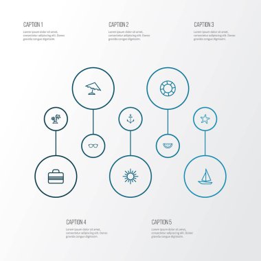 Güneş anahat simgelerini belirlemek. Palm, hayatımı kurtardın, armatür ve diğer öğeleri koleksiyonu. Ayrıca tekne, ışık, hayat gibi simgeler içerir.