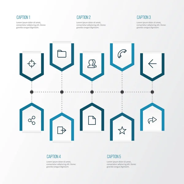 인터페이스 개요 아이콘을 설정 합니다. 전화, 그룹, 미리와 다른 요소 컬렉션입니다. 또한 미디어, 좋아하는, 목표 등의 기호를 포함. — 스톡 벡터