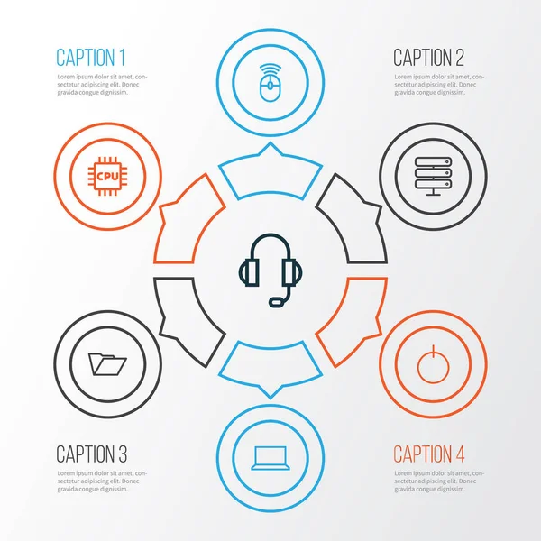 Donanım anahat simgelerini belirlemek. Periferik, dizüstü bilgisayar, dosya ve diğer öğeleri koleksiyonu. Ayrıca dosya, güç, anakart gibi simgeler içerir.