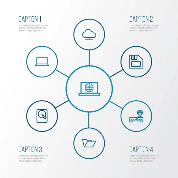 Bilgisayar anahat simgelerini belirlemek. Modem, yumuşak ve sarkık, Web ve diğer öğeleri koleksiyonu. Ayrıca disket, Wifi, bilgisayar gibi simgeler içerir.