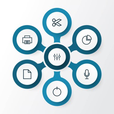 Kullanıcı anahat simgeleri ayarlayın. Kes, ses, güç ve diğer öğeleri koleksiyonu. Ayrıca güç, diyagram, periferik gibi simgeler içerir.