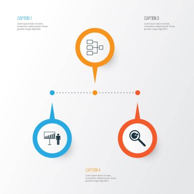 Yönetim Icons Set. Sistem yapısı, proje analizi, proje sunumu ve diğer öğeleri koleksiyonu. Ayrıca istatistik, yapı, araştırma gibi simgeler içerir.