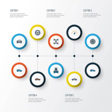 Araba renkli anahat simgelerini belirlemek. Hız, Sedan, çamaşır ve diğer öğeleri koleksiyonu. Ayrıca araba, Suv, spor gibi simgeler içerir.