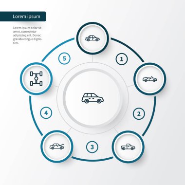 Araba anahat simgelerini belirlemek. Kaporta, Araba, Van ve diğer öğeleri koleksiyonu. Ayrıca otomatik düzeni, kaporta gibi simgeler içerir.