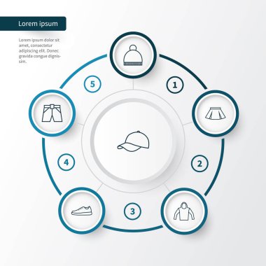 Giysi anahat simgeler kümesi. Mini, Sweatshirt, özetleri ve diğer öğeleri koleksiyonu. Ayrıca Hoodie, spor ayakkabıları, Mini gibi simgeler içerir.