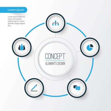 İş renkli simgeler ayarlayın. Yerel ağ, pasta grafik, iletişim ve diğer öğeleri koleksiyonu. Ayrıca pasta, yapı, iletişim gibi simgeler içerir.