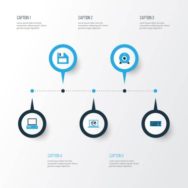 Donanım renkli simgeler kümesi. Bağlantı, Pc, disket ve diğer öğeleri koleksiyonu. Gibi yumuşak ve sarkık, bilgisayar, Web de simgeleri içerir.