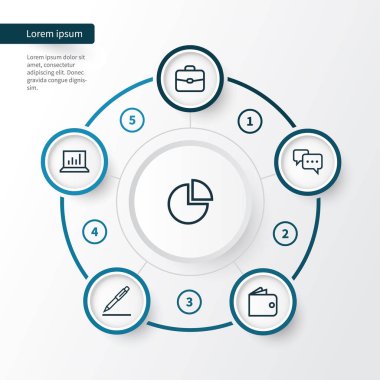 İş anahat simgelerini belirlemek. M-cüzdan, konuşma, evrak ve diğer öğeleri koleksiyonu. Ayrıca grafik, evrak çantası, çanta gibi simgeler içerir.
