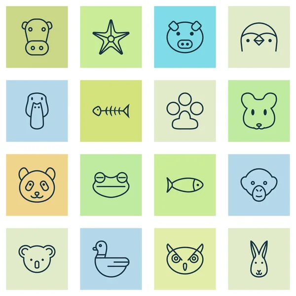 Animal Icons Set. Collection Of Goose, Fish, Piglet And Other Elements. Also Includes Symbols Such As Claw, Koala, Print. — Stock Vector