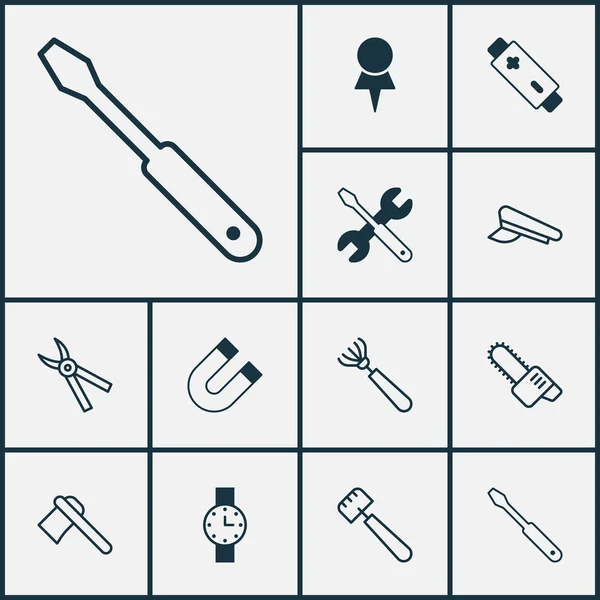 Набор иконок. Коллекция щелочных, таймеров, аттракционов и других элементов. Also Includes Symbols such as Hat, Screwdriver, Magnet . — стоковый вектор