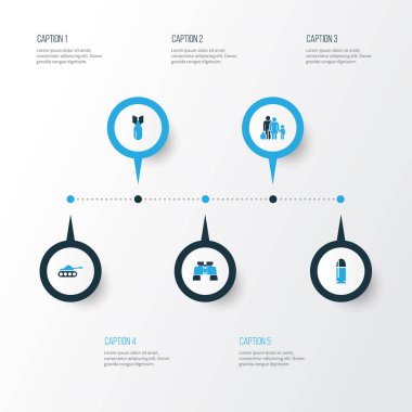 Savaş renkli simgeler kümesi. Mülteci, dürbün, bomba ve diğer öğeleri koleksiyonu. Cam, kaçak, ateş gibi semboller de içerir.