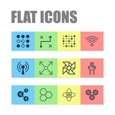 Makine Icons Set. Değişken mimarisi, Cyborg, dallanma Program ve diğer öğeleri koleksiyonu. Aynı zamanda hücreleri, bilgisayar, karmaşık gibi simgeler içerir.
