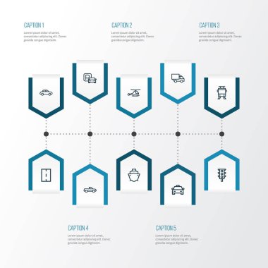 Sevk irsaliyesi anahat simgelerini belirlemek. İşareti, trafik ışığı, pikap ve diğer öğeleri koleksiyonu. Ayrıca araba, ışık, otobüs gibi simgeler içerir.
