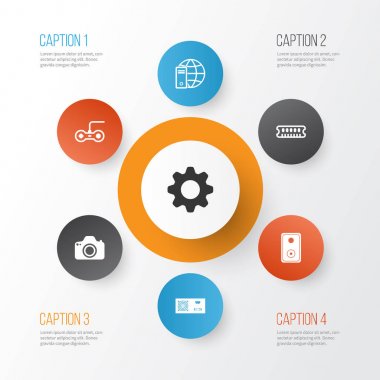 Bilgisayar simgeleri ayarlayın. Jeneratör, ayarları, Internet ağ ve diğer öğeleri koleksiyonu. Ayrıca Gamepad, dişli, güç gibi simgeler içerir.