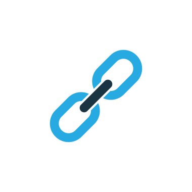 Bağlantı renkli simge sembolü. Üstün kaliteli moda stil öğesinde Url izole.