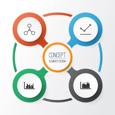 Grafikler, diyagramlar ve istatistik simgeleri kümesi. Kaliteli sembol koleksiyonu. Simgeler web, uygulama ve UI tasarımı için kullanılabilir.