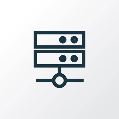 Medya sunucusu anahat simgesi. Üstün kaliteli moda stil öğesinde Datacenter izole.