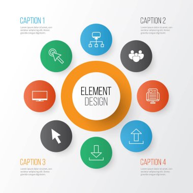 Web simgeler kümesi. Ekran, Upload, yerel bağlantı ve diğer öğeleri koleksiyonu. Ayrıca grup, düğme, Upload gibi simgeler içerir.