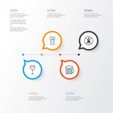 Restoran Icons Set. Çatal bıçak takımı, içki, bira ve diğer öğeleri koleksiyonu. Ayrıca kaşık, bardağı, cam gibi simgeler içerir.