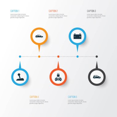 Araba Icons Set. Crossover, Araba, sopa ve diğer öğeleri koleksiyonu. Ayrıca Crossover, tak, pil gibi simgeler içerir.