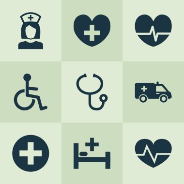 Uyuşturucu Icons Set. Bir daha gözden geçirme, devre dışı, dayak ve diğer öğeleri koleksiyonu. Ayrıca devre dışı, yardım, sağlık gibi simgeler içerir.