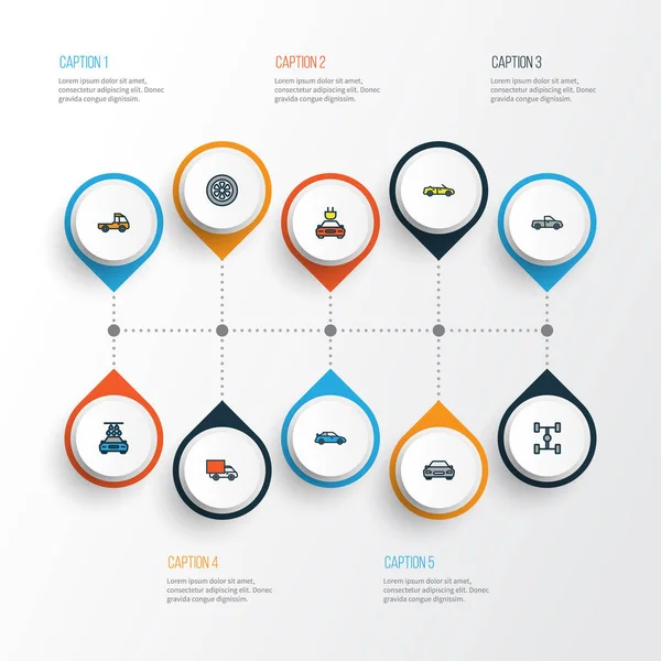 Otomobil renkli anahat simgelerini belirlemek. Sürücü, elektrik, Van ve diğer öğeleri koleksiyonu. Ayrıca Dingil mesafesi, su, Tesla gibi simgeler içerir.