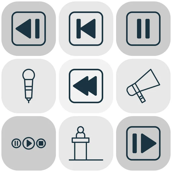 Audio Icons Set. Collectie Rostrum, Bullhorn, lied Ui en andere elementen. Ook symbolen zoals Bullhorn, muziek, Tribune. — Stockvector