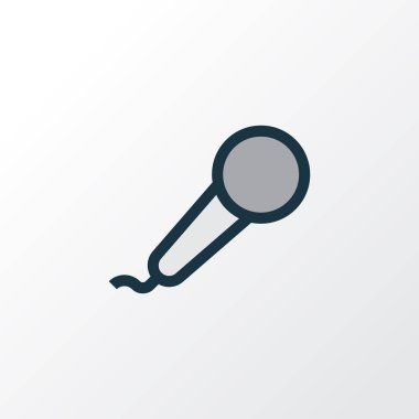 Karaoke renkli anahat simgesi. Premium Kalite izole mikrofon moda stil öğesinde.