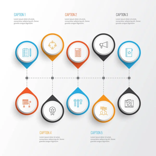 Proje simgeler kümesi. Garanti, uyarı mektubu, mevcut rozet ve diğer öğeleri koleksiyonu. Ayrıca zamanlama, çözüm, proje gibi simgeler içerir.