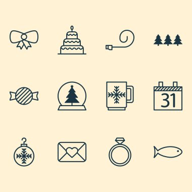 Yeni simgeler kümesi. Kış Kupası, tatlı, tatil süsleme ve diğer öğeleri koleksiyonu. Ayrıca yay, şeker, su gibi simgeler içerir.