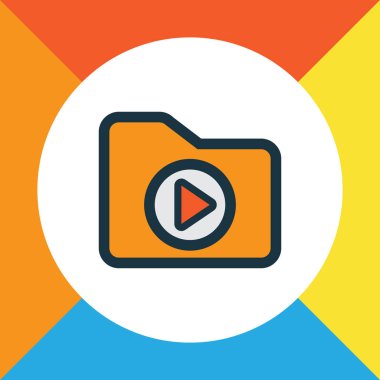 Dosyası renkli anahat simgesi. Premium Kalite Media klasör öğesi Trendy tarzı izole.