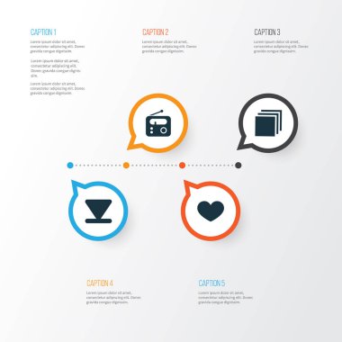 Multimedya simgeler kümesi. Kalp, alt, tarayıcı ve diğer öğeleri koleksiyonu. Ayrıca sevgilisi, Fm, toplama gibi simgeler içerir.