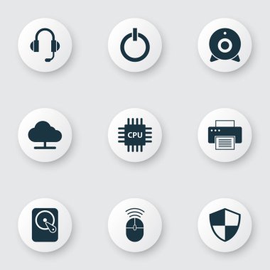 Bilgisayar simgeleri ayarlayın. Savunma, gücüyle, ağaç ve diğer öğeleri koleksiyonu. Ayrıca sembolleri gibi içerir Online, fare, kalkan.